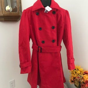 Womens Red Pea Coat - XXL